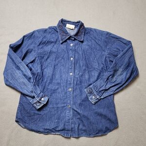 Vintage Lucille Jean Shirt With Embroidery And Shoulder Pads.